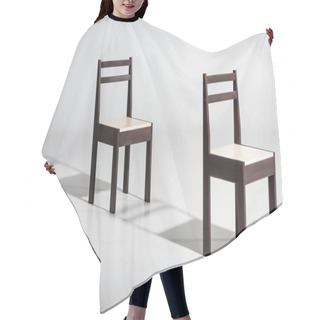 Personality  Dark Wooden Chairs In Row Hair Cutting Cape