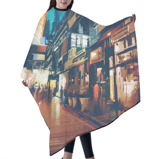 Personality  Colorful Night Street Hair Cutting Cape