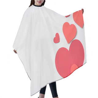Personality  Top View Of Red Hearts On White Background Hair Cutting Cape