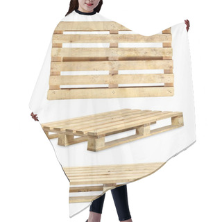 Personality  Used Wooden Pallet For Goods. Dirty And Rough Wood Planks. A Set Of Photographs From Different Angles. Hair Cutting Cape