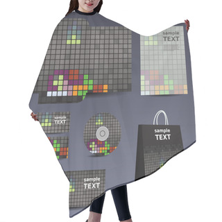 Personality  Stationery Template, Corporate Image Design With Colorful Mosaics Hair Cutting Cape