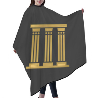 Personality  Ancient Pillar Gold Plated Metalic Icon Or Logo Vector Hair Cutting Cape