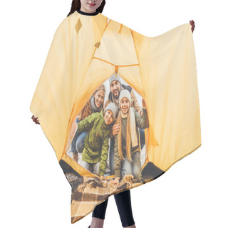 Personality  Family Looking At Camping Tent Hair Cutting Cape