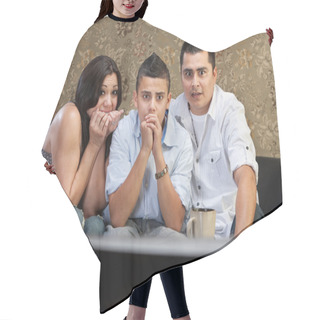 Personality  Scared Family Watching TV Hair Cutting Cape