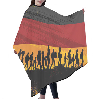 Personality  Silhouette Of Refugees People Walking With Flag Of Germany As A Background Hair Cutting Cape