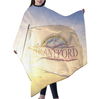 Personality  Brantford Of Ontario Of Canada Flag Textile Cloth Fabric Waving On The Top Sunrise Mist Fog Hair Cutting Cape
