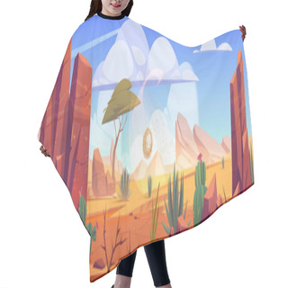 Personality  Desert Africa Natural Background With Tumbleweed Hair Cutting Cape