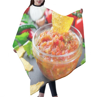 Personality  Traditional Mexican Homemade Salsa Sauce With Ingredients, Tomat Hair Cutting Cape