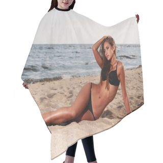 Personality  Beautiful Woman In A Bathing Suit Hair Cutting Cape