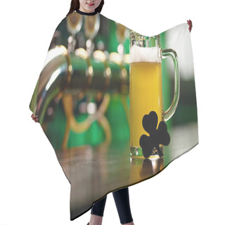Personality  Glass Of Beer With Shamrock Leaf Hair Cutting Cape