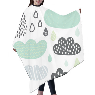 Personality  Funny Colorful Drops Of Rain Clouds Hair Cutting Cape
