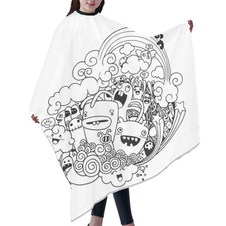 Personality  Hand Drawn Monsters And Cute Alien Hair Cutting Cape
