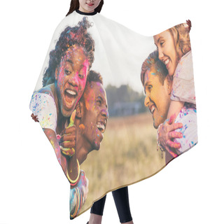 Personality  Multiethnic Couples At Holi Festival Hair Cutting Cape