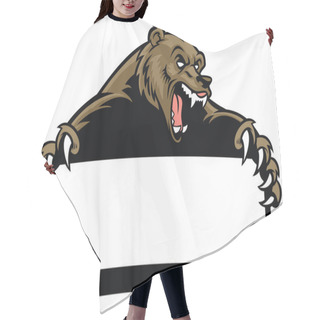 Personality  Grizzly Bear Hold The Blank Sign Hair Cutting Cape