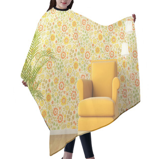 Personality  Interior With Armchair And Flowery Wallpaper Hair Cutting Cape