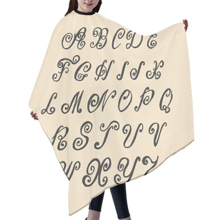 Personality  Old Swirl Lettering Alphabet. Hair Cutting Cape