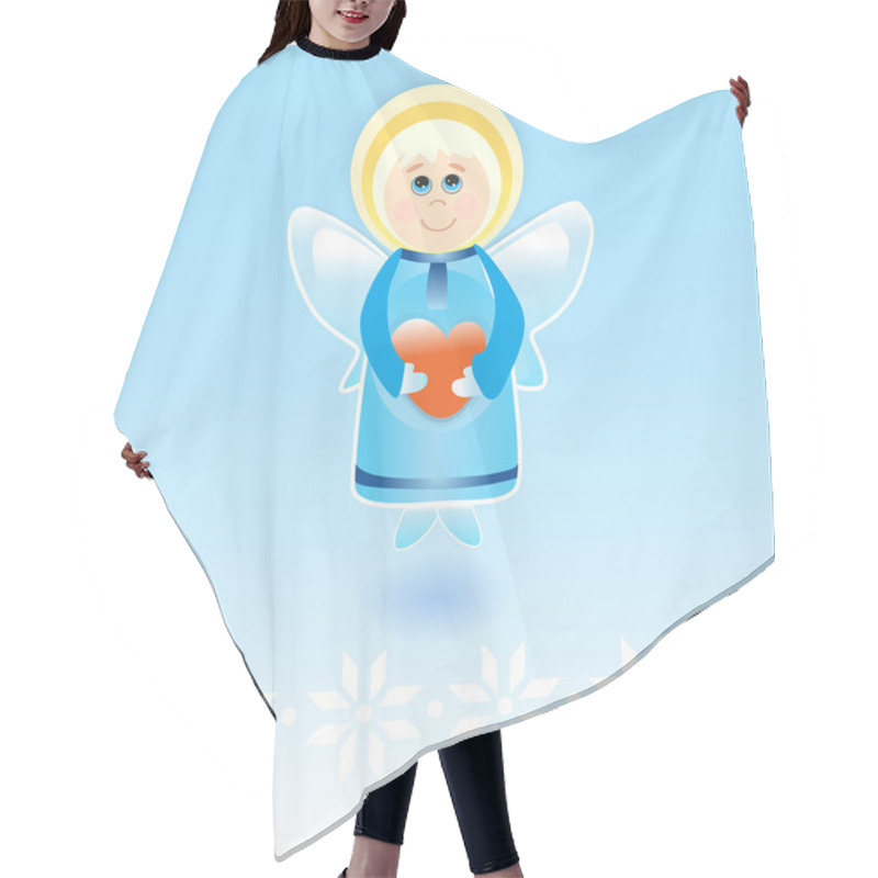 Personality  Vector angel with heart. hair cutting cape