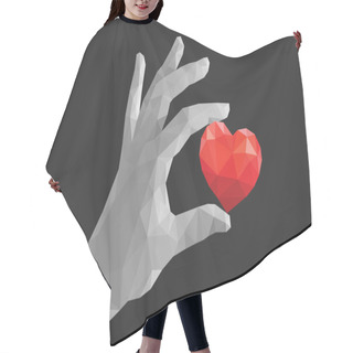 Personality  Polygonal Hand Fingers Divorced Monochrome Holding Red Heart On  Hair Cutting Cape