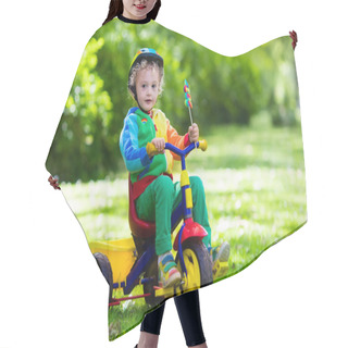 Personality  Little Boy On Colorful Tricycle Hair Cutting Cape