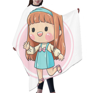 Personality  Illustration Of Cartoon Cute Character Hair Cutting Cape