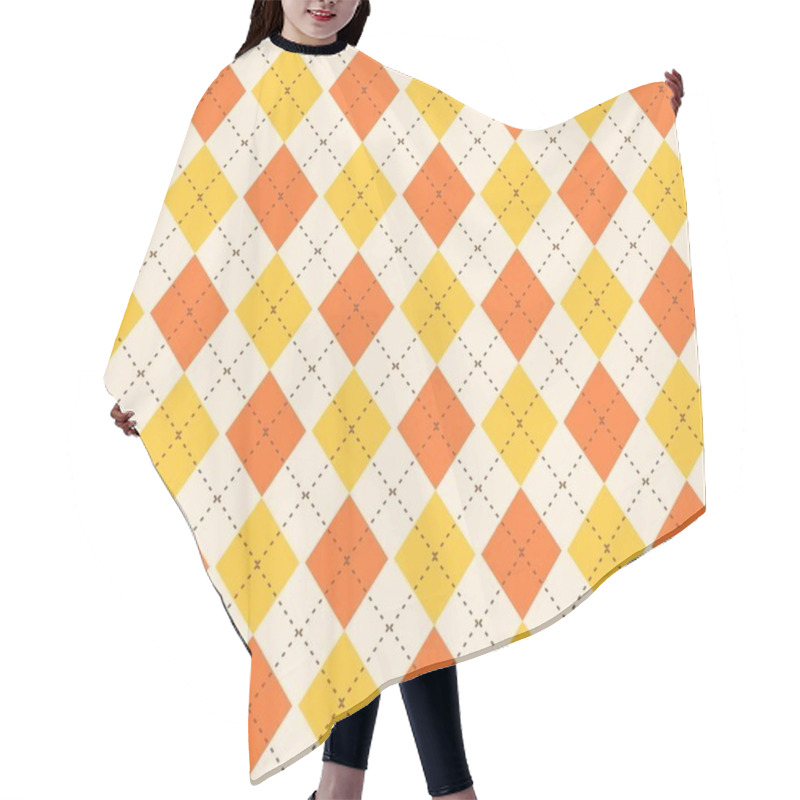 Personality  Argyle Seamless Pattern In Classic Orange Shades. Fabric Texture Background With Rhombuses, Staggered. Argyle Vector Classic Ornament. Stylish Background For Design, Pattern For Fabric, Wallpaper. Hair Cutting Cape