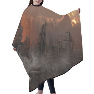 Personality  Ruined City With Smoke Hair Cutting Cape