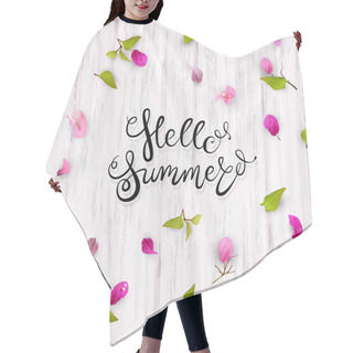 Personality  Hello Summer. Lettering. Tropical Flowers-08 Hair Cutting Cape