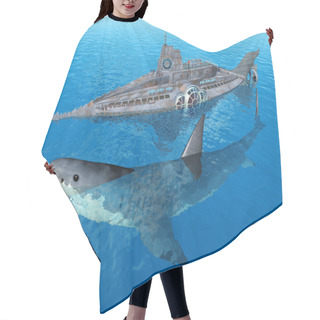 Personality  Fantasy Submarine With Giant Shark Hair Cutting Cape