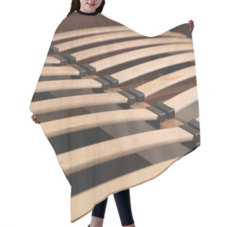 Personality  Close-up Wooden Elements Of An Arthopedic Base Of A Double Bed. Interior Structure Of Furniture Hair Cutting Cape