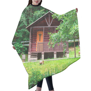 Personality  House Of The Log. House Of Extruded Wooden Profile. Hair Cutting Cape