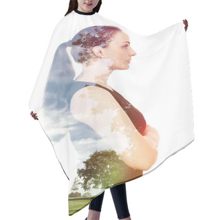 Personality  Woman Double Exposure Nature Hair Cutting Cape