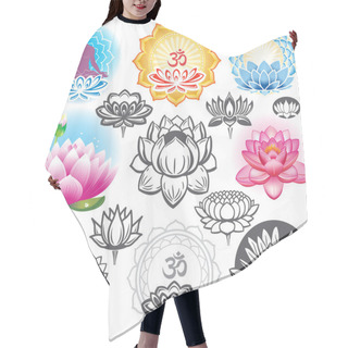 Personality  Set Of Lotuses And Esoteric Symbols Hair Cutting Cape