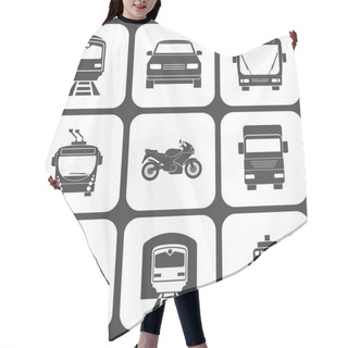 Personality  Simple Monochromatic Transport Icons Set. Hair Cutting Cape