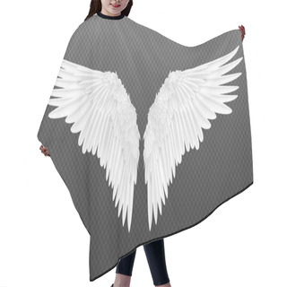 Personality  Realistic Wings. Pair Of White Isolated Angel Wings With 3D Feathers On Transparent Background. Vector Bird Wings Design Hair Cutting Cape