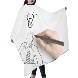 Personality  Hand Drawing Businessman Hair Cutting Cape
