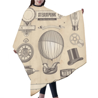 Personality  Set Of  Steampunk Design Elements Hair Cutting Cape
