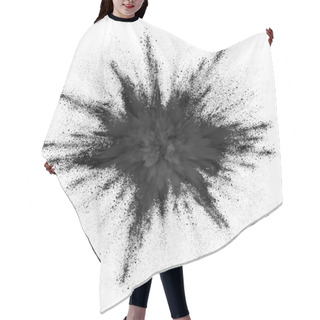 Personality  Charcoal Powder Explosion Background. Black Explosive Smoke Splatter On White Background. Black Explode Of Coal Dust Cloud Hair Cutting Cape