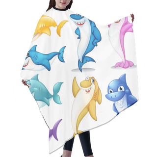 Personality  A Group Of Colorful Sharks Hair Cutting Cape