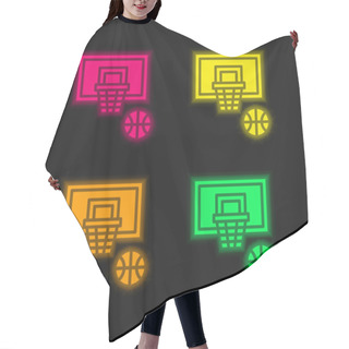 Personality  Basketball Four Color Glowing Neon Vector Icon Hair Cutting Cape