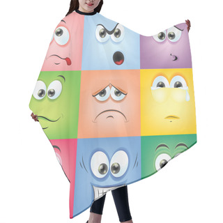 Personality  Cartoon Faces With Emotions Hair Cutting Cape