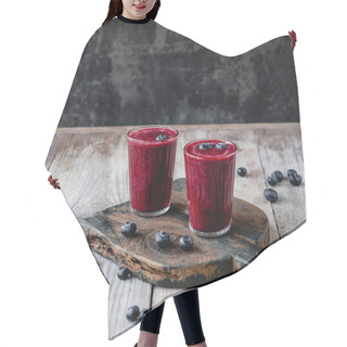 Personality  Fresh Healthy Berry Smoothie In Glasses On Rustic Table Hair Cutting Cape