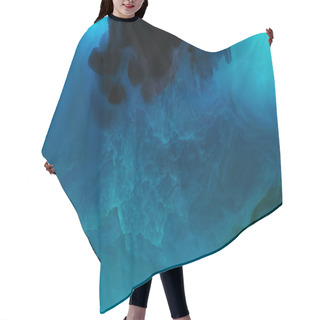 Personality  Full Frame Image Of Mixing Of Blue, Black, Turquoise And Green Paints Splashes In Water Hair Cutting Cape
