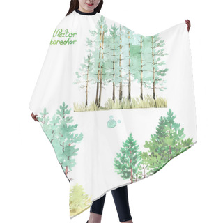 Personality  Watercolor Green Pine Trees Hair Cutting Cape