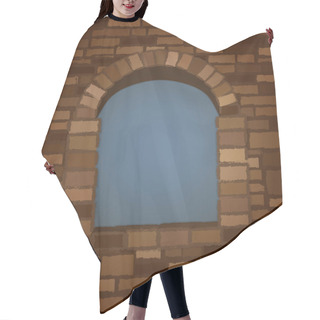 Personality  Arched Stone Window In Romanesque Style  Background. Vector Illustration Hair Cutting Cape
