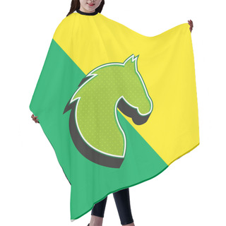 Personality  Black Head Horse Side View With Horsehair Green And Yellow Modern 3d Vector Icon Logo Hair Cutting Cape