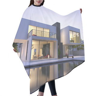 Personality  Modern House With Pool Hair Cutting Cape