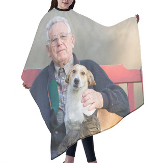 Personality  Old Man With Dog And Cat Hair Cutting Cape