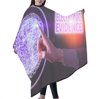 Personality  Text Sign Showing Electronic Evidence. Conceptual Photo Probative Information Stored Or Transmit In Digital Form Elements Of This Image Furnished By NASA. Hair Cutting Cape