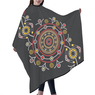 Personality  Illustration Based On Aboriginal Style Of Dot Painting. Hair Cutting Cape