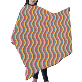 Personality  Retro Seventies Style Colorful Wavy Striped Pattern Hair Cutting Cape